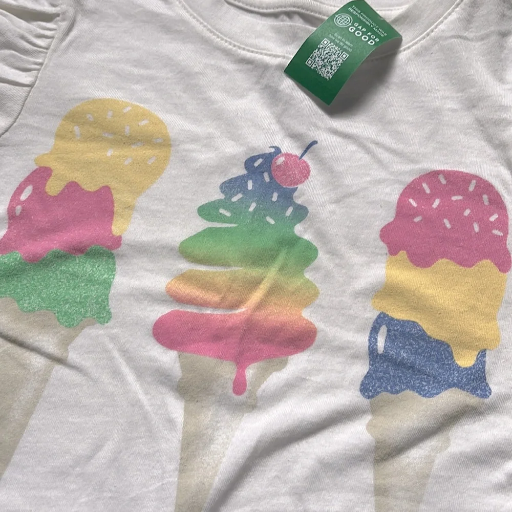 NWT Gap Kids Ice Cream Cone Puffed Ruffle Sleeve Tee Shirt